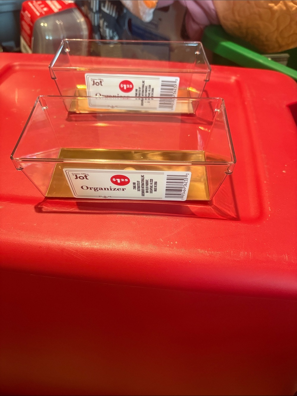 Clear Acrylic and Gold Desk Organizer Tray - Clear/Cream